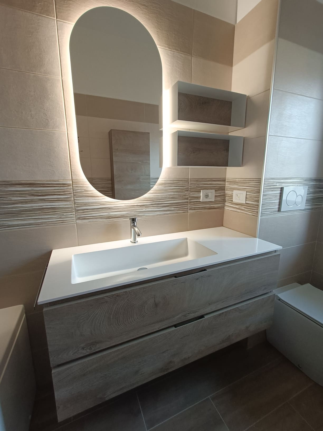 Composizione mobile bagno quercia ossidata