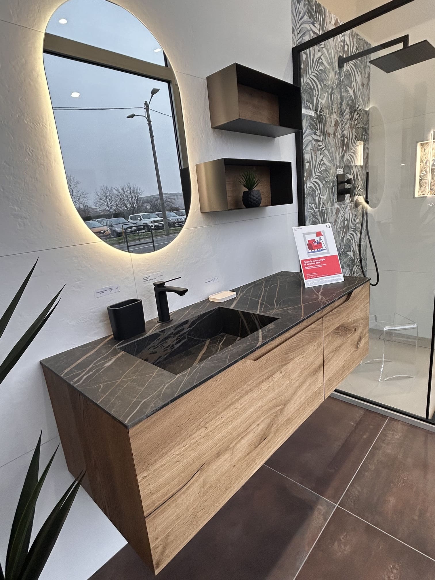 Composizione Mobile Bagno Sospesa in legno rustico