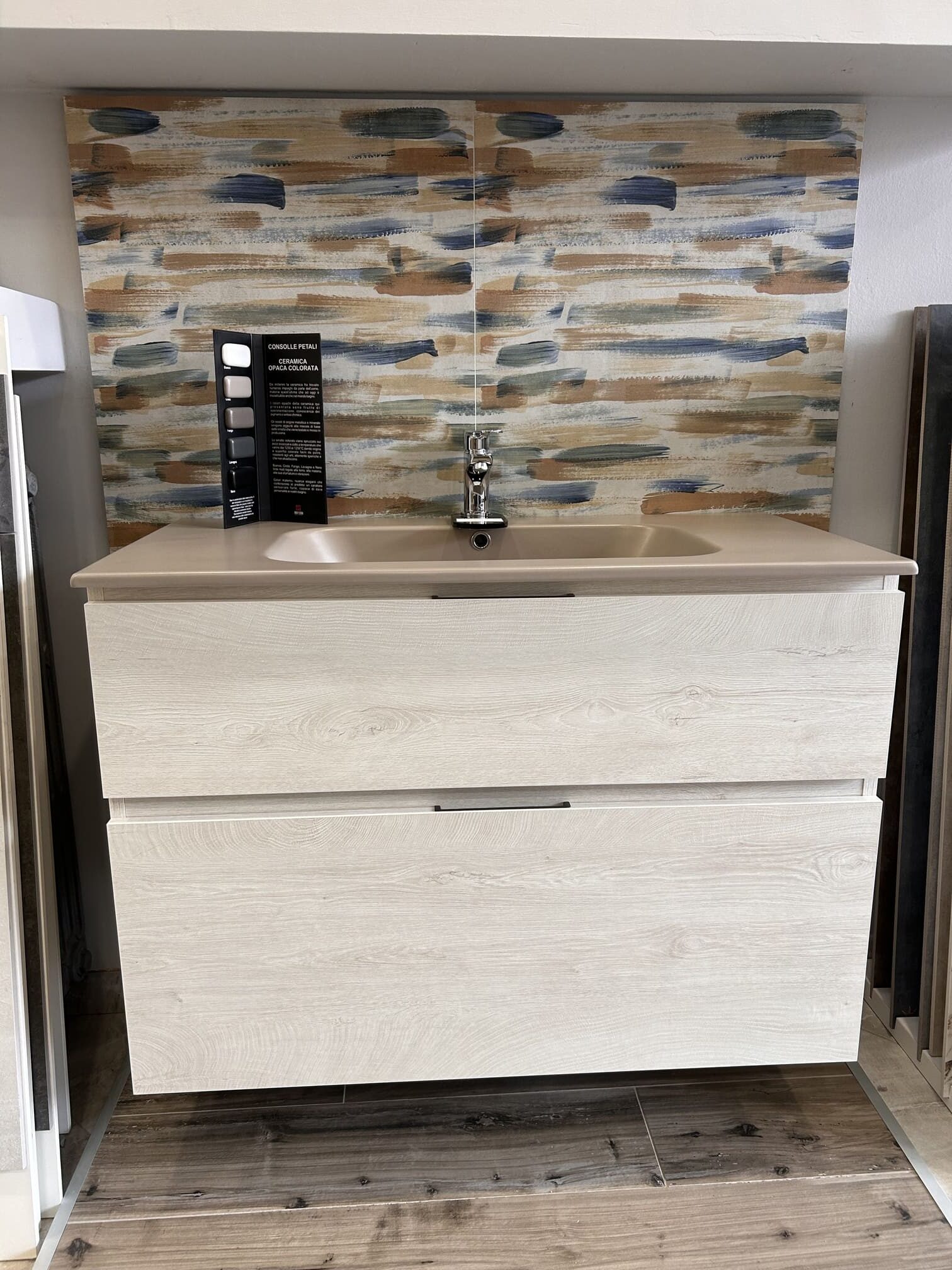 Composizione Mobile Bagno sospesa quercia sbiancata 95 cm