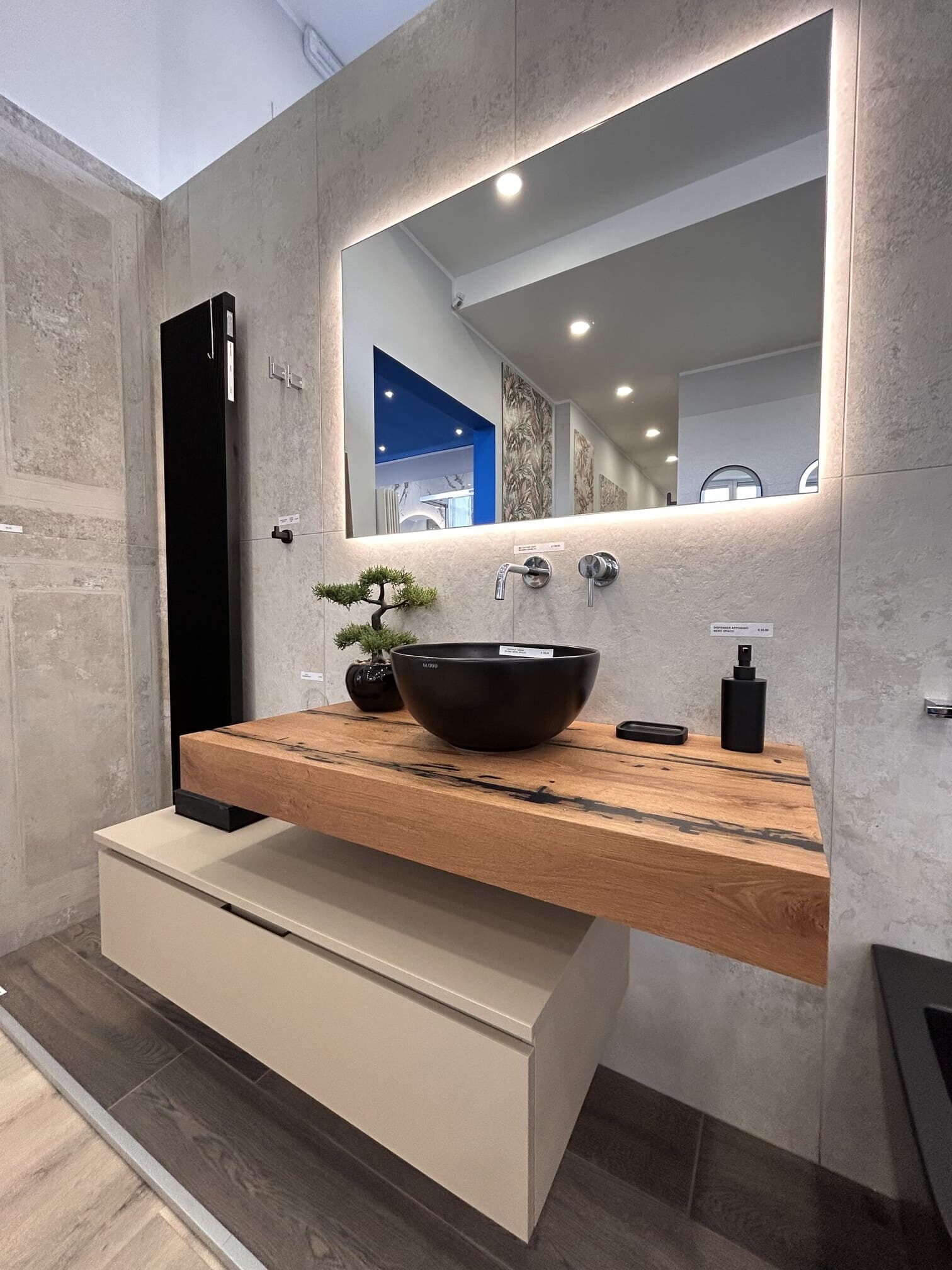 Composizione Mobile Bagno talco corda sospesa 140 cm