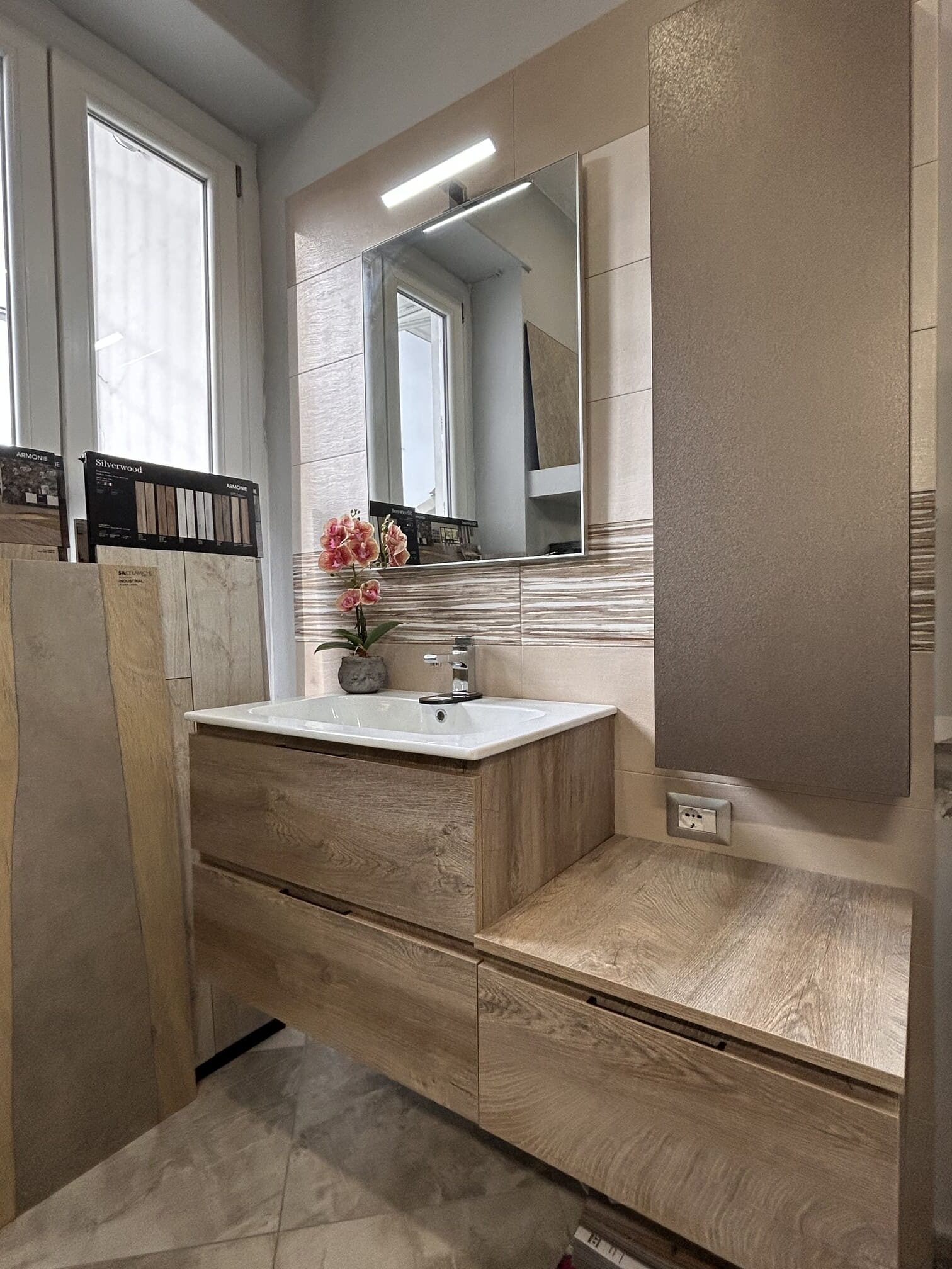 Composizione Mobile bagno quercia ossidata 120 cm