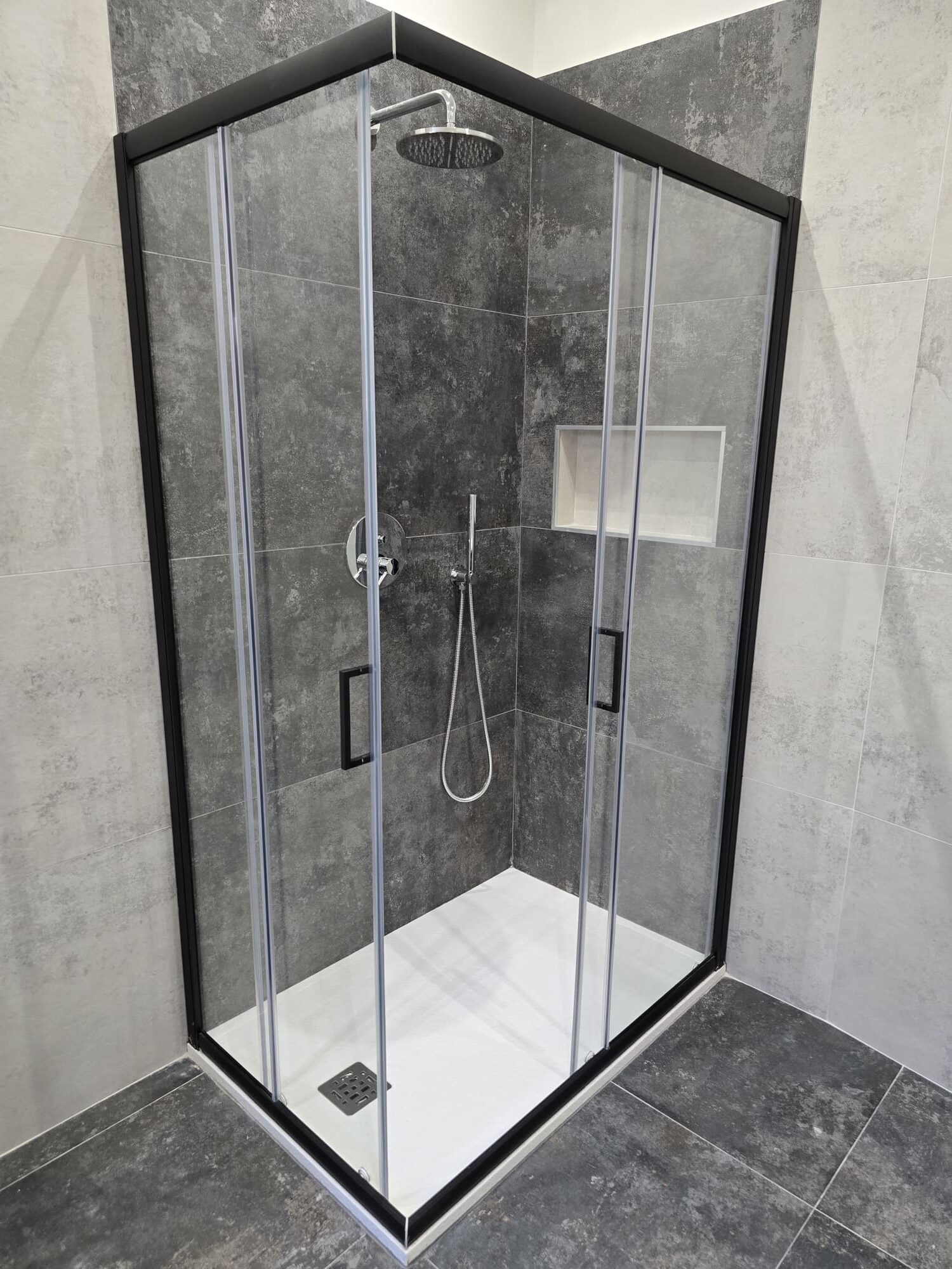 Box doccia angolare 80x120 cm nero serie solida sas