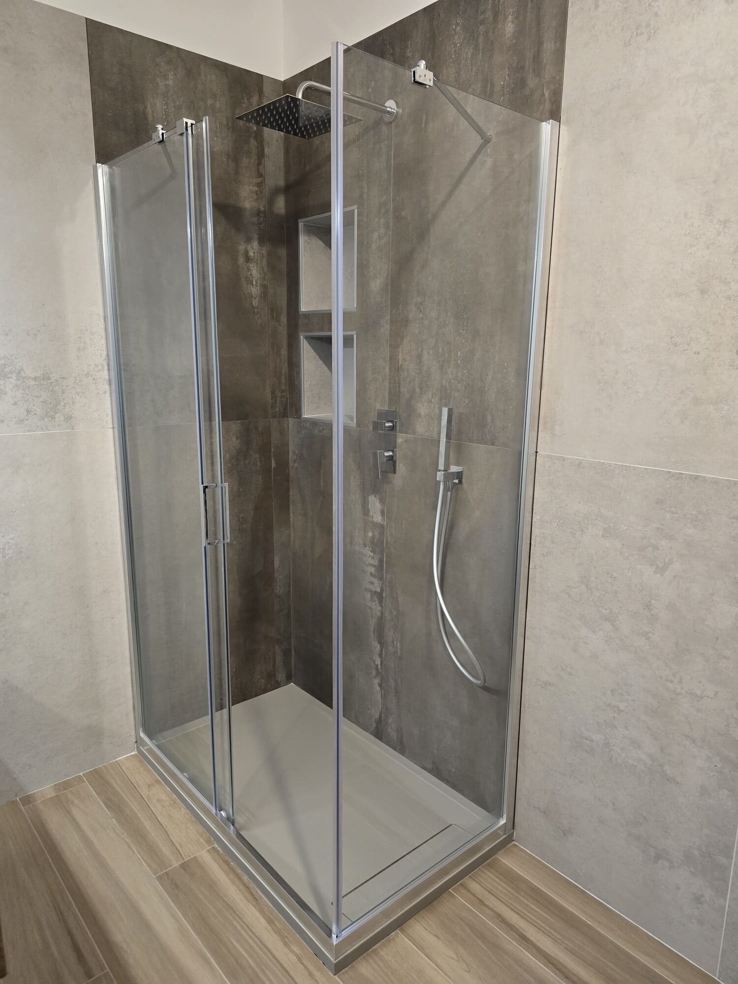 Porta doccia scorrevole 120 cm + fisso 70 cm serie aerea