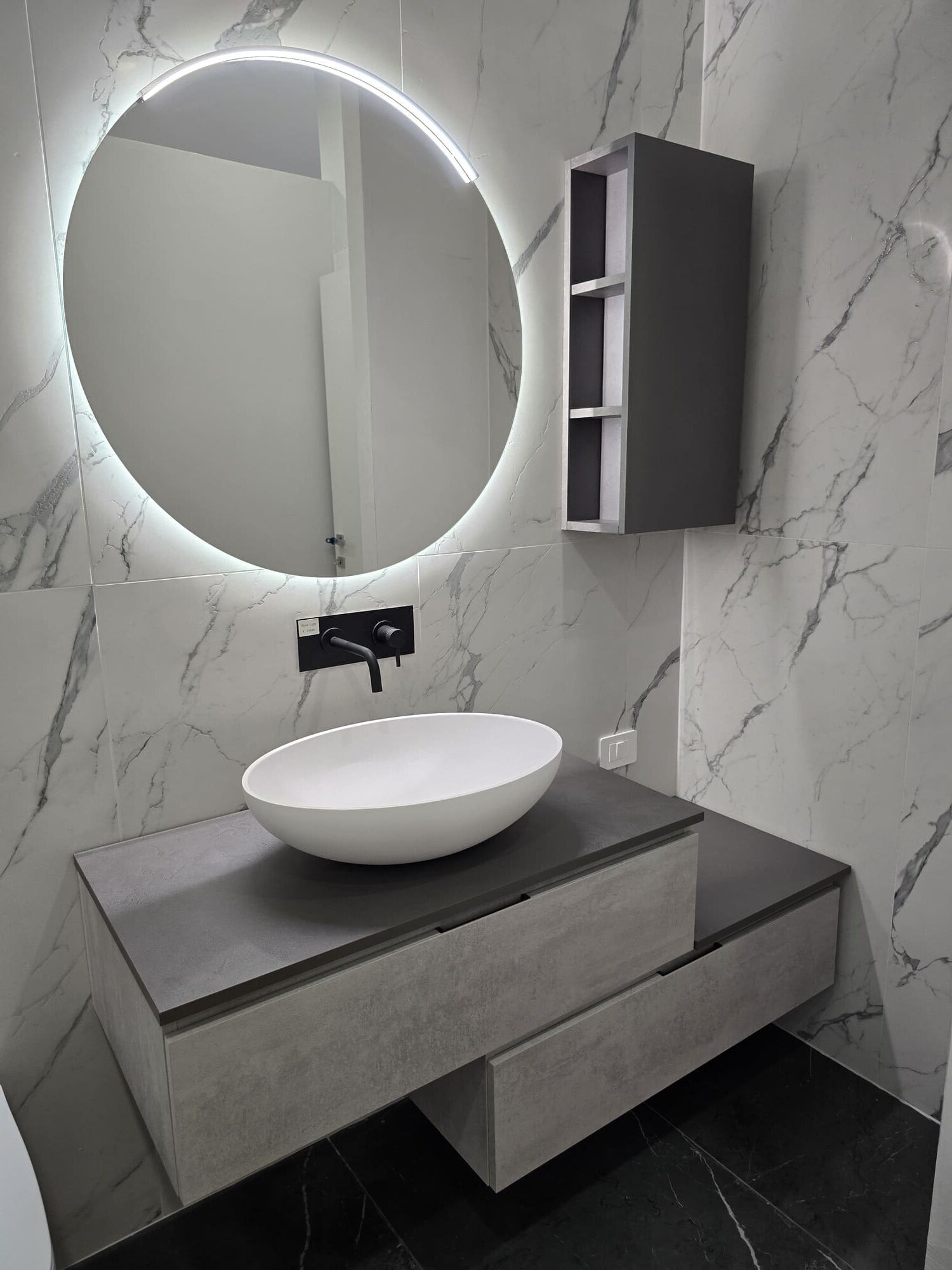 Composizione mobile bagno sospesa Ares polvere