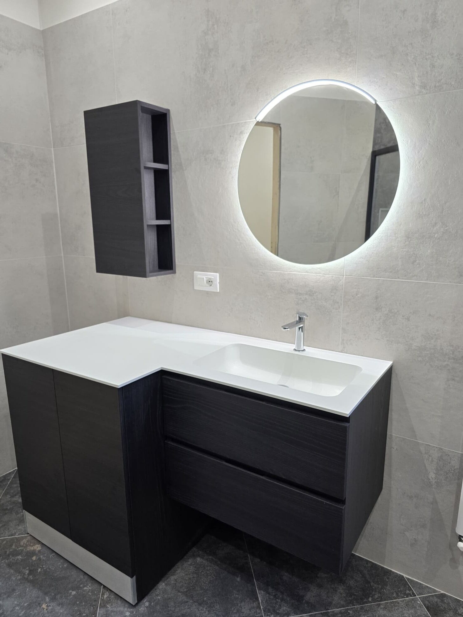 Composizione mobile bagno porta lavatrice corteccia bruciata