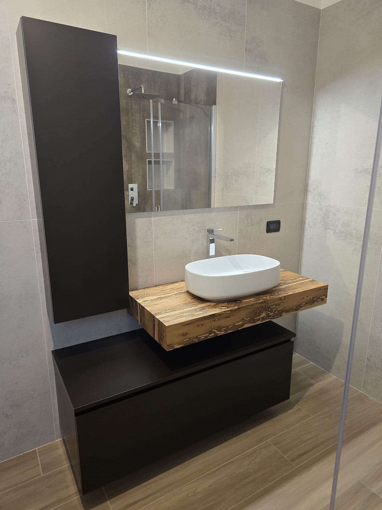 Composizione mobile bagno base sospesa moka opaco